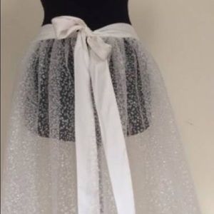 Bridal Overskirt, never worn, 29 inch waist, sparkly fabric with ribbon tie